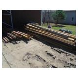 Pile of old upright & cross braces for pallet racking. Older tear drop design. As shown.