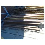 Pile of old upright & cross braces for pallet racking. Older tear drop design. As shown.