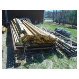 Pile of old upright & cross braces for pallet racking. Older tear drop design. As shown.