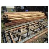 Pile of old upright & cross braces for pallet racking. Older tear drop design. As shown.