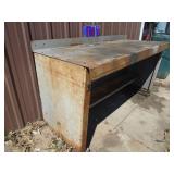 Metal work bench. 70" long. As shown.