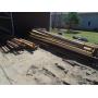 Pile of old upright & cross braces for pallet racking. Older tear drop design. As shown.