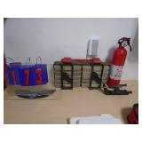 Storage organizer with fire extinguisher. As shown. CASH ON SITE ONLY. PICKUP IS MONDAY MAY 4TH FROM 11 AM TO 4 PM. REGARDLESS WHAT THE SCHEDULE STATES.
