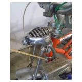 Schwinn orange crate. Early version. Dirty but very nice shape.  Dual headlights, caliper brakes. Rear tire is original & best I have seen. As shown. CASH ON SITE ONLY. PICKUP IS MONDAY MAY 4TH FROM 1