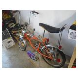 Schwinn orange crate. Early version. Dirty but very nice shape.  Dual headlights, caliper brakes. Rear tire is original & best I have seen. As shown. CASH ON SITE ONLY. PICKUP IS MONDAY MAY 4TH FROM 1