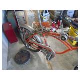 Schwinn orange crate. Early version. Dirty but very nice shape.  Dual headlights, caliper brakes. Rear tire is original & best I have seen. As shown. CASH ON SITE ONLY. PICKUP IS MONDAY MAY 4TH FROM 1
