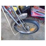 Schwinn orange crate. Early version. Dirty but very nice shape.  Dual headlights, caliper brakes. Rear tire is original & best I have seen. As shown. CASH ON SITE ONLY. PICKUP IS MONDAY MAY 4TH FROM 1
