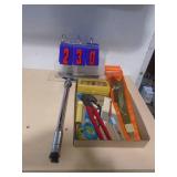 Torque wrench & assorted tools. As shown. CASH ON SITE ONLY. PICKUP IS MONDAY MAY 4TH FROM 11 AM TO 4 PM. REGARDLESS WHAT THE SCHEDULE STATES.