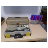 Tackle box with hardware & strap case. As shown. CASH ON SITE ONLY. PICKUP IS MONDAY MAY 4TH FROM 11 AM TO 4 PM. REGARDLESS WHAT THE SCHEDULE STATES.