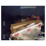 Plastic storage box with contents. 37 x 21x 21. As shown. CASH ON SITE ONLY. PICKUP IS MONDAY MAY 4TH FROM 11 AM TO 4 PM. REGARDLESS WHAT THE SCHEDULE STATES.
