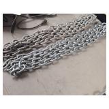 Lot of (2) Galvanized Steel Chains 3/8"x1.75"x1" (outide) x 10