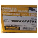 Lot of (9 Boxes) DeWalt® Steel Zinc Cordless Concrete Nailer DCN8910680 1000-count ( 9000 total items ) .120"x.680"