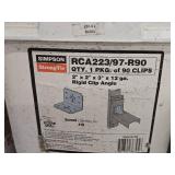 Lot of (1 Bucket / ~90) Simpson Strong Tie 12-GA Rigid Angle Clips RCA223/97-R90 2" x 2" x 3"