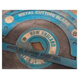 Lot of (28) Assorted Blades and Cutting Wheels - (5) 8" New England Metal Cutting Blades 1/2" & 5/8", (9) 4" Sait Metal Cutting Blades, (3) 4" Magnum Cutting Wheels, (2) Sait .045-Grit 4-1/2" Cutting 