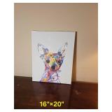 Colorful Oil on Canvas Chihuahua Dog Portrait