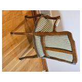 Carved Frame Louis XV Accent Chair Stripped Upholstery