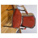 Carved Frame Louis XV Accent Chair Corduroy Upholstery