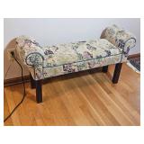 Grape Vine Upholstery Rolled Arm Entry Bench