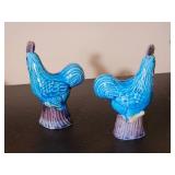Blue Turquoise Aubergine Roosters & Tang Horse Figure