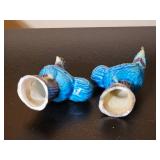 Blue Turquoise Aubergine Roosters & Tang Horse Figure