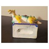 Blue Turquoise Aubergine Roosters & Tang Horse Figure