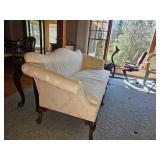 Ivory Damask Upholstery Henredon Chippendale Sofa