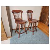 Colonial Spindle Back Counter Stools Pair