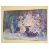 Impressionist White Rose Still Life in Guilt Regency Frame