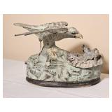 J. & E. Stevens Eagle & Eaglets Mechanical Coin Bank