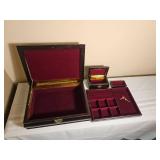 Elegant Mahogany Tone Jewelry Box Set