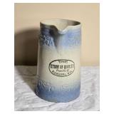 Brilliant Antique Stoneware Pitcher - Store of Quality / Hammond, Wis.