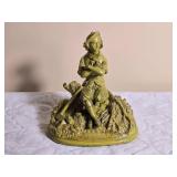 Charming Vintage Ceramic Statuette - Green - Boy with Axe