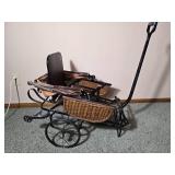 Antique Doll Carriage Stroller with Wicker Body