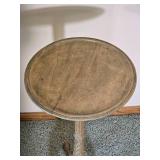 Carved Wood Pedestal Accent Table with Tripod Base