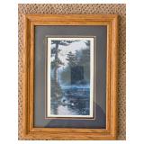 Framed Wildlife Print of Loons on Water Signed and Dated 1988