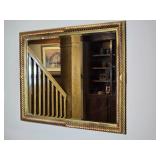 Large Decorative Gold Tone Framed Wall Mirror with Rope Detail