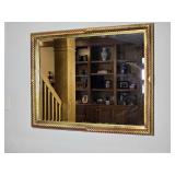 Large Decorative Gold Tone Framed Wall Mirror with Rope Detail