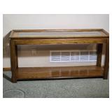 Oak Console Sofa Table with Glass Insert Top and Lower Shelf