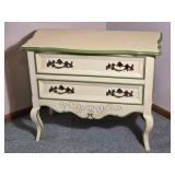 Hekman French Provincial Two Drawer Nightstand with Green Trim Accent