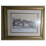 Framed St. Paul Winter Village Landscape Print Signed Artwork