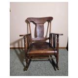 Antique Style Solid Wood Armchair with Saddle Seat