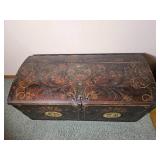 Antique 19th c. Scandinavian Folk Art Dome Top Wood Trunk