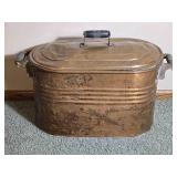 Large Vintage Copper Boiler Pot with Lid and Handles