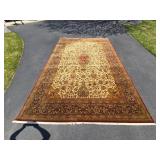 Large Hand Knotted Persian Style Area Rug Cream Field Floral Design
