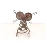 2 Folk Art Heavy Iron 9" Mouse Figures