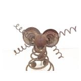 2 Folk Art Heavy Iron 9" Mouse Figures