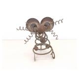 2 Folk Art Heavy Iron 9" Mouse Figures