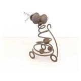 2 Folk Art Heavy Iron 9" Mouse Figures