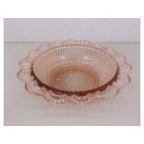 Lot of 4 Pink Depression Glass Serving Caddy