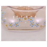 Hand Decorated Pink Depression Glass Console Bowl and Candle Holder